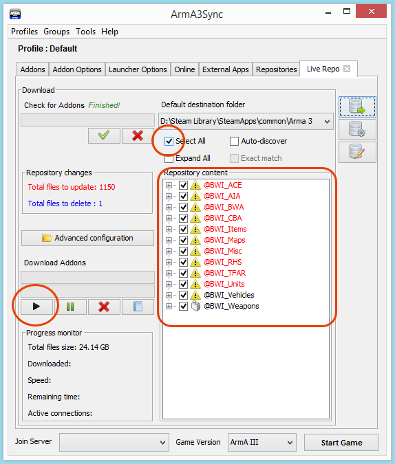 arma 3 sync checking for addons too slow